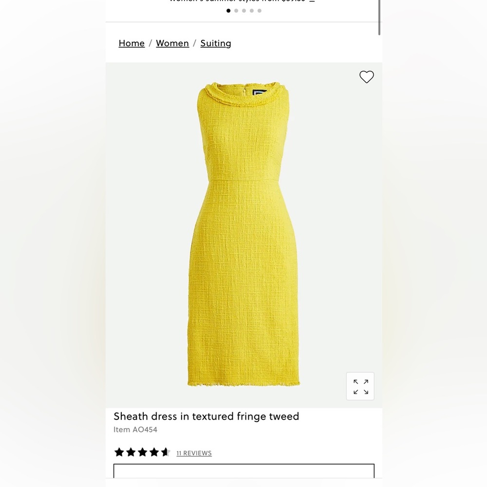 J. Crew Yellow Sheath Dress